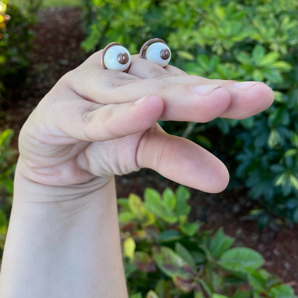 Copper eye puppet adjustable handmade rings - Picture 4 of 11